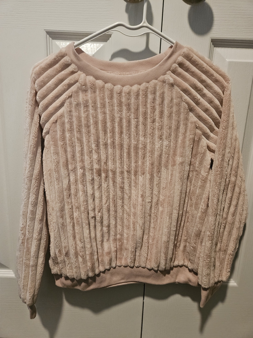 No Boundaries Plush Ribbed Crewneck Sweater - Light Pink